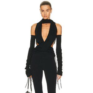 MAXIMILIAN DAVIS Donna cutout draped stretch-jersey top Size M New